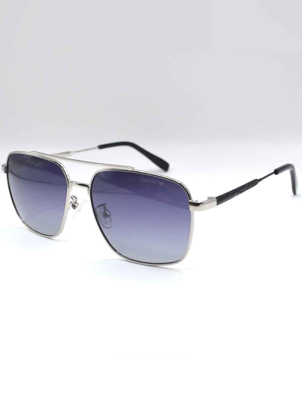 Emporio Armani Men’s Metal Aviator Sunglasses Silver Purple Grey 57-15-140